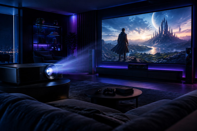 Proyector y pantalla de cine