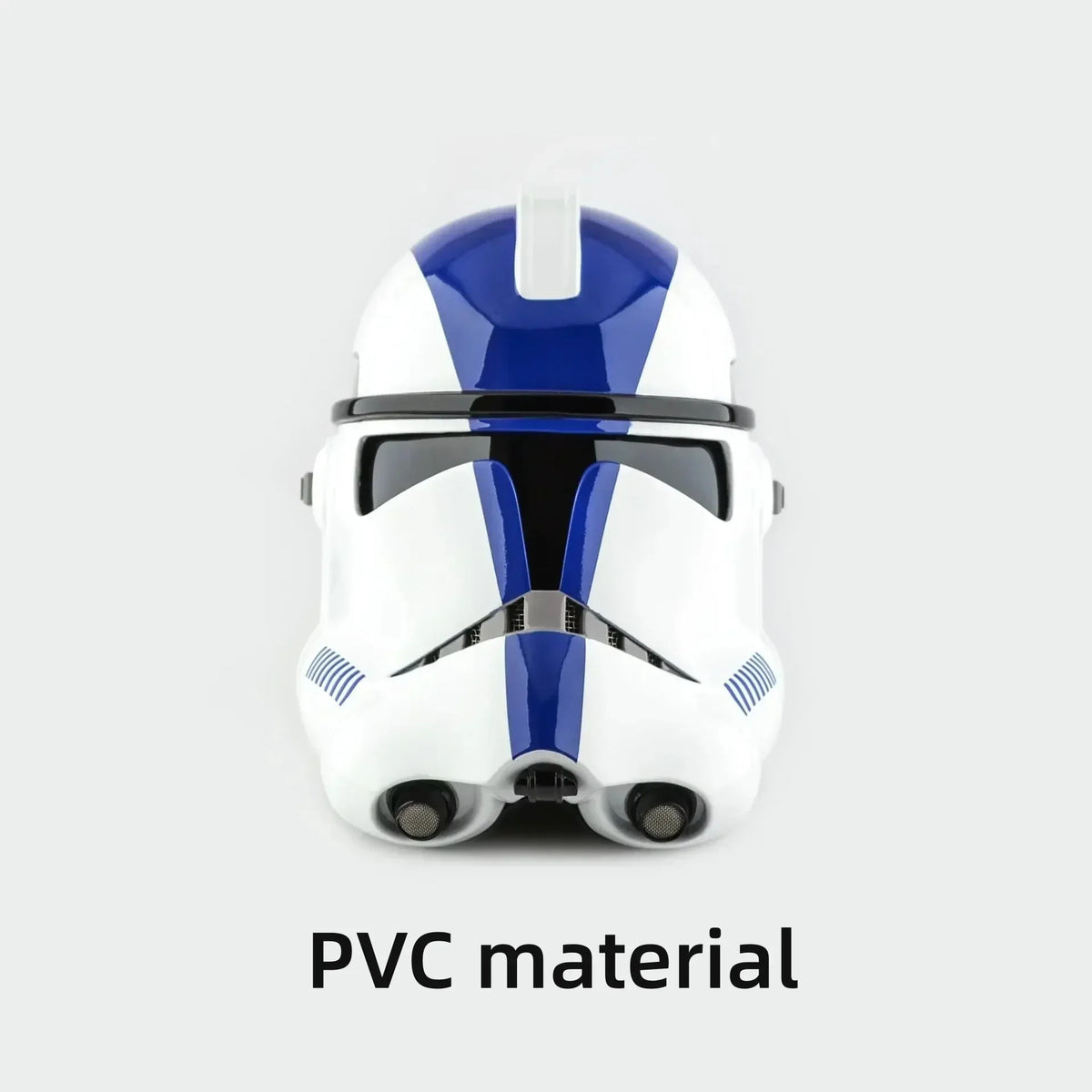Casco Mandalorian de PVC blanco con panel azul central y visera negra