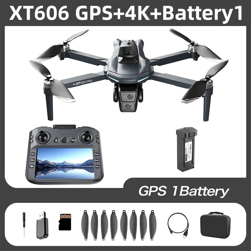 Original XT606 MAX GPS Dron 4k Profesional con Cámara HD 8K FPV y Pantalla Dron con Evitación de Obstáculos 360° Quadcopter Juguetes Dron