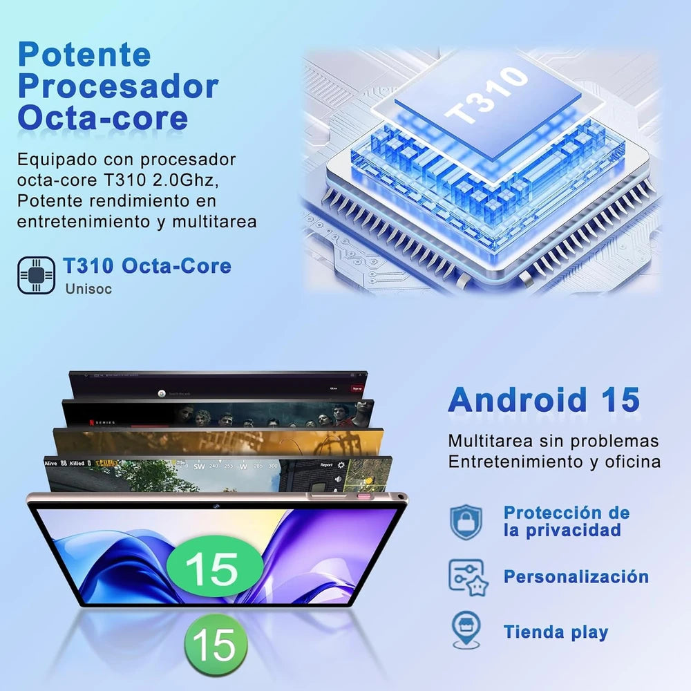 Tablet Android 15 Inteligente con Teclado