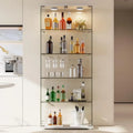 Vitrina de 5 estantes blanca con puertas dobles y luz LED interior