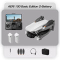 Kit de dron RC con dron blanco, control, 2 baterías, hélices y estuche