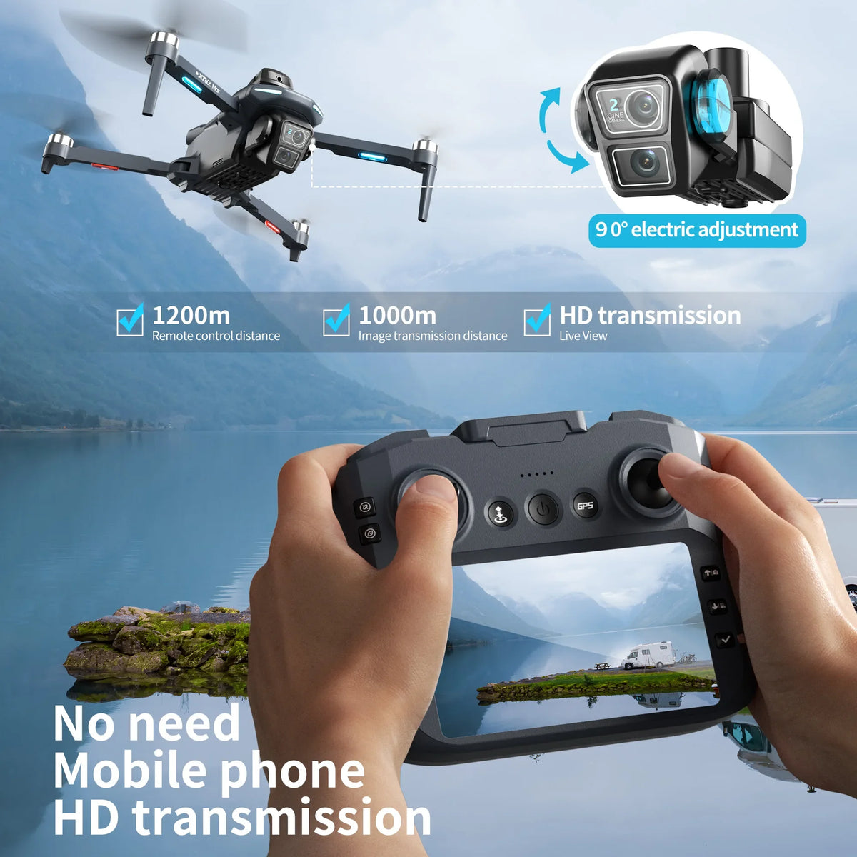 Original XT606 MAX GPS Dron 4k Profesional con Cámara HD 8K FPV y Pantalla Dron con Evitación de Obstáculos 360° Quadcopter Juguetes Dron