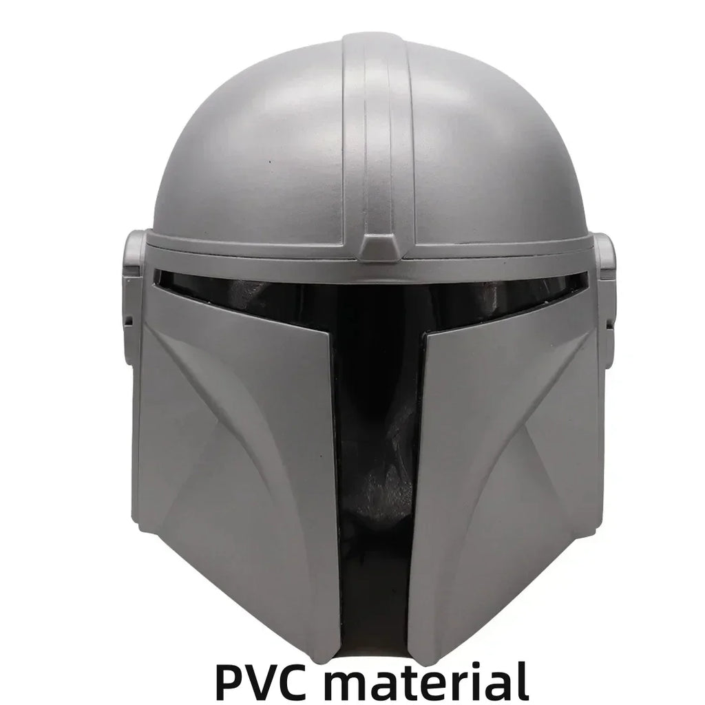 Casco Mandaloriano PVC plateado con visera negra y laterales grises