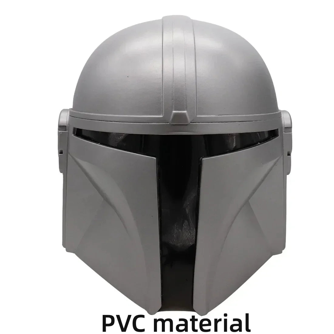Casco Mandaloriano PVC plateado con visera negra y laterales grises