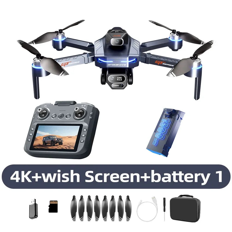 Kit de dron con pantalla en el mando, dron y 1 batería recargable.