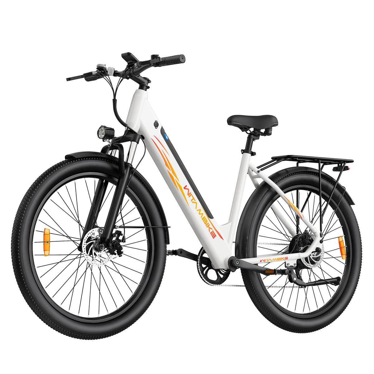 Bicicleta eléctrica urbana WITAMBIKE W28 de 29" con neumáticos anchos, batería de 36V 20Ah, motor de 250W, 7 velocidades, frenos de doble disco, autonomía de hasta 120 km, 25 km/h, certificación CE