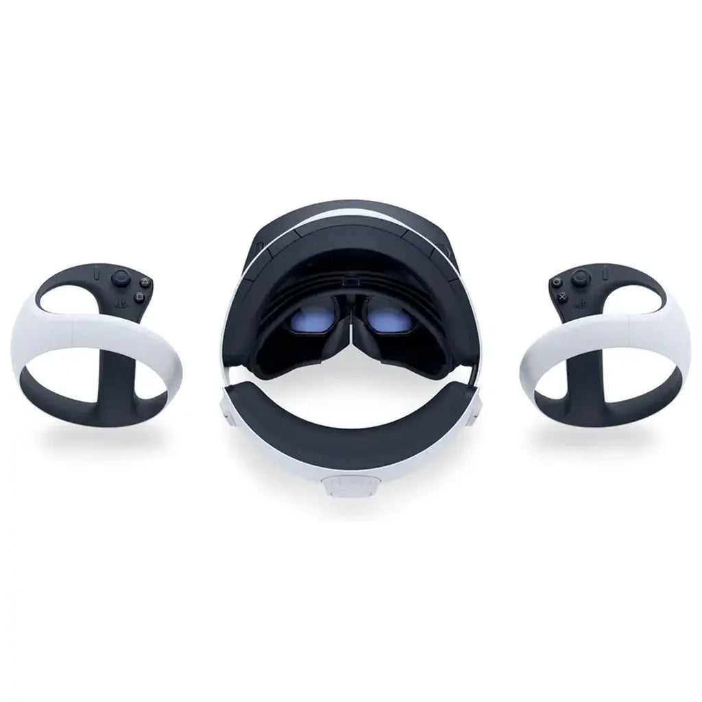 Visor VR2 negro y blanco con dos mandos con gatillos, realidad virtual