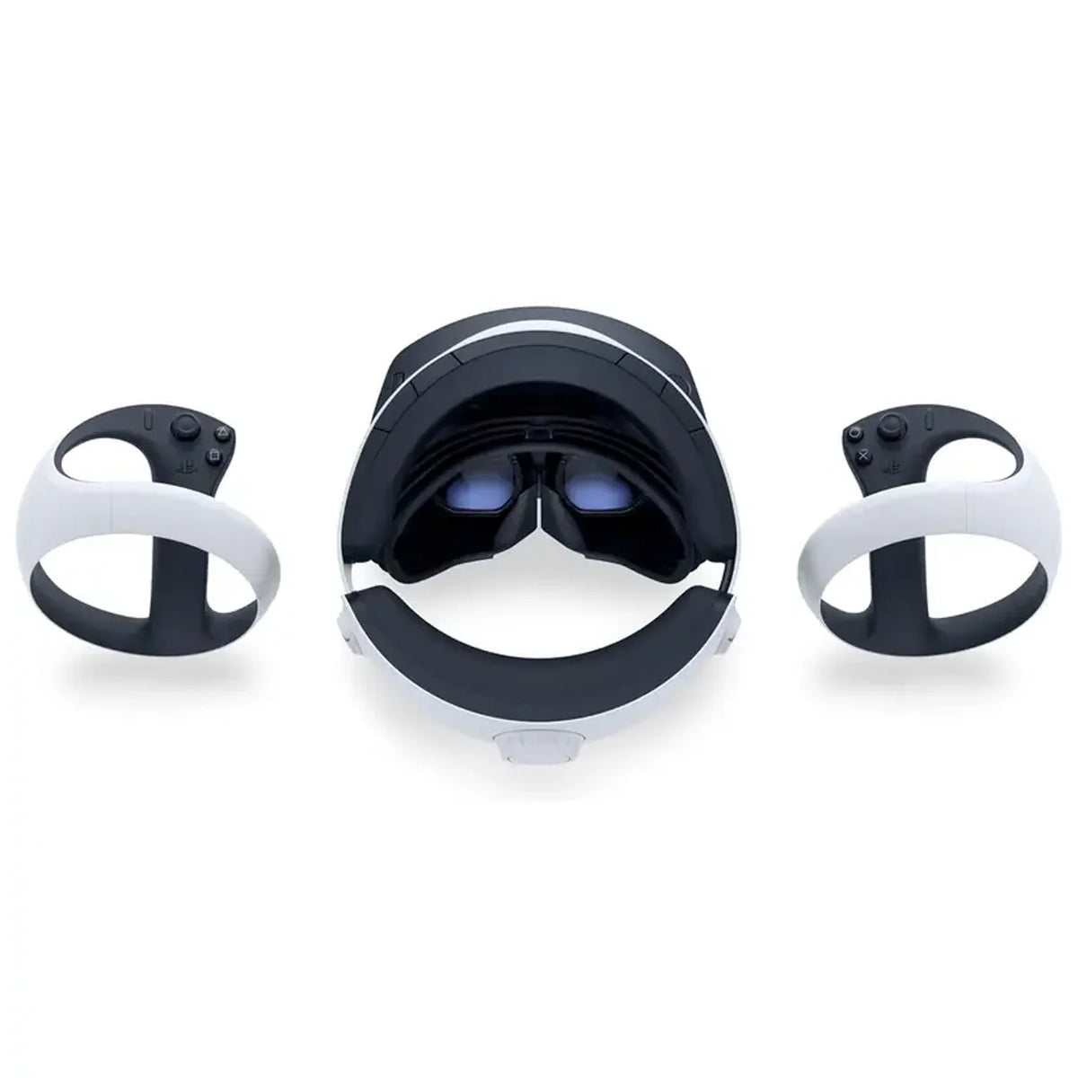 Visor VR2 negro y blanco con dos mandos con gatillos, realidad virtual