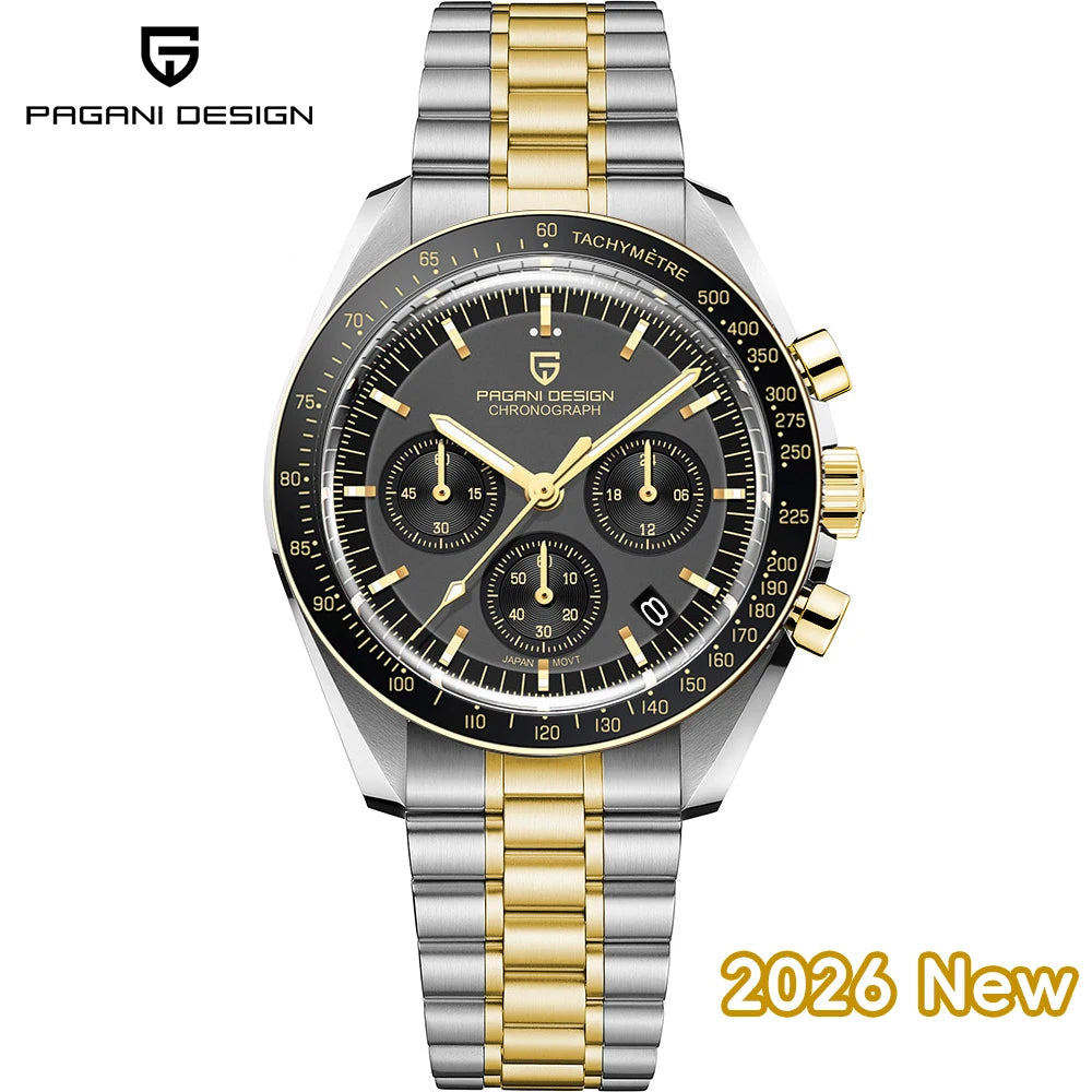 2026 New PAGANI DESIGN Planetary Series Saturn Light Tan Luxury Quartz Watch Men Speed Sport Chronograph AR Sapphire crystal Wristwatch Men  Locally Shipped in the EU