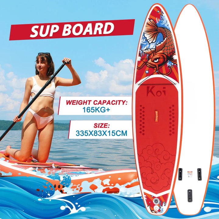 Tabla de Paddle Surf Inflable FunWater SUPFR01D de 335 cm, Tabla de Paddle Surf Completa con Accesorios, Remo Ajustable, Bomba, Mochila de Viaje ISUP, Correa, Bolsa Impermeable, Tabla de Paddle para Adultos