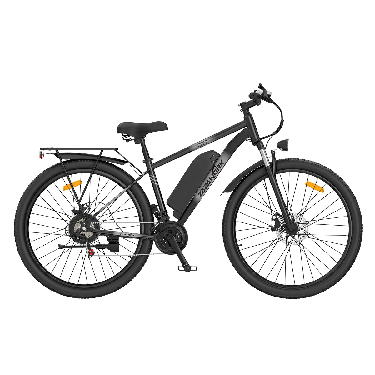 ZAZAWORK CF29 Bicicleta eléctrica de montaña de 29", motor de 250 W, batería de 48 V y 15 Ah, 21 velocidades, doble freno de disco, hasta 100 km de autonomía, bicicleta eléctrica todoterreno para desplazamientos, con certificación CE