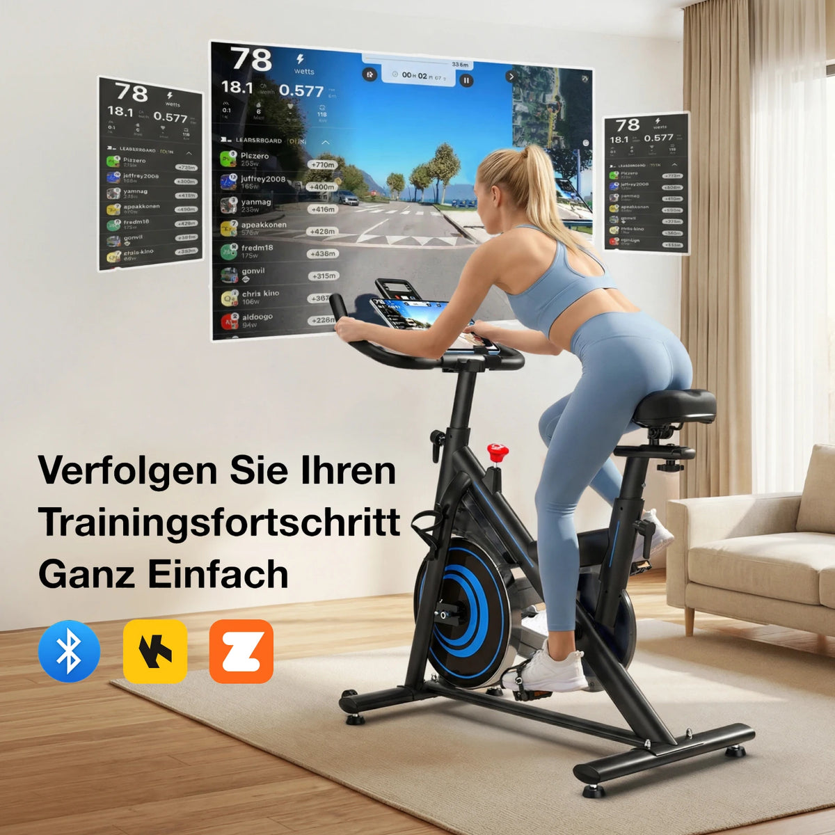 Bicicleta de entrenamiento doméstico Wenoker con aplicación, ergómetro silencioso con resistencia magnética, bicicleta de spinning para ejercicio en casa, bicicletas de fitness para entrenamiento cardiovascular en casa, h
