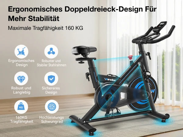 Bicicleta de entrenamiento doméstico Wenoker con aplicación, ergómetro silencioso con resistencia magnética, bicicleta de spinning para ejercicio en casa, bicicletas de fitness para entrenamiento cardiovascular en casa, h