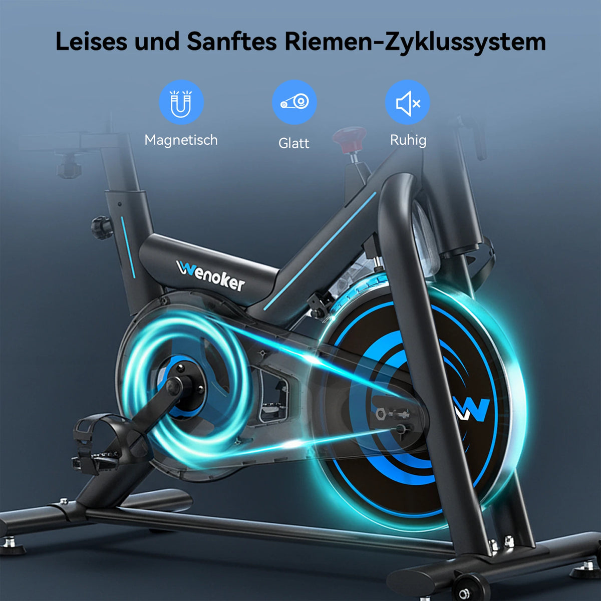 Bicicleta de entrenamiento doméstico Wenoker con aplicación, ergómetro silencioso con resistencia magnética, bicicleta de spinning para ejercicio en casa, bicicletas de fitness para entrenamiento cardiovascular en casa, h