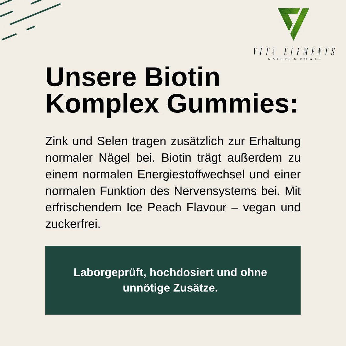 Gomitas de Biotina Compleja |     Probado en laboratorio en Alemania |     Suplementos para la salud |     Vitaminas de Belleza |     Con 5.000 µg de biotina |     Sin Adiciones Innecesarias |     Vegano |     60 gomitas