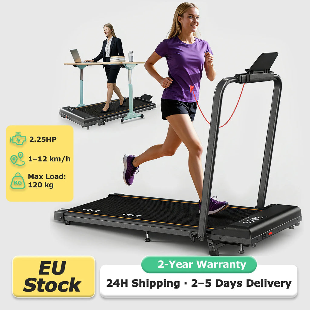 Caminadora plegable JUICEASE T2 con inclinación del 7 %, motor silencioso de 2,25 CV, aplicación inteligente, pantalla con tres ventanas, velocidad de 1 a 12 km/h y capacidad de 120 kg. Ideal para caminar en casa o en la of