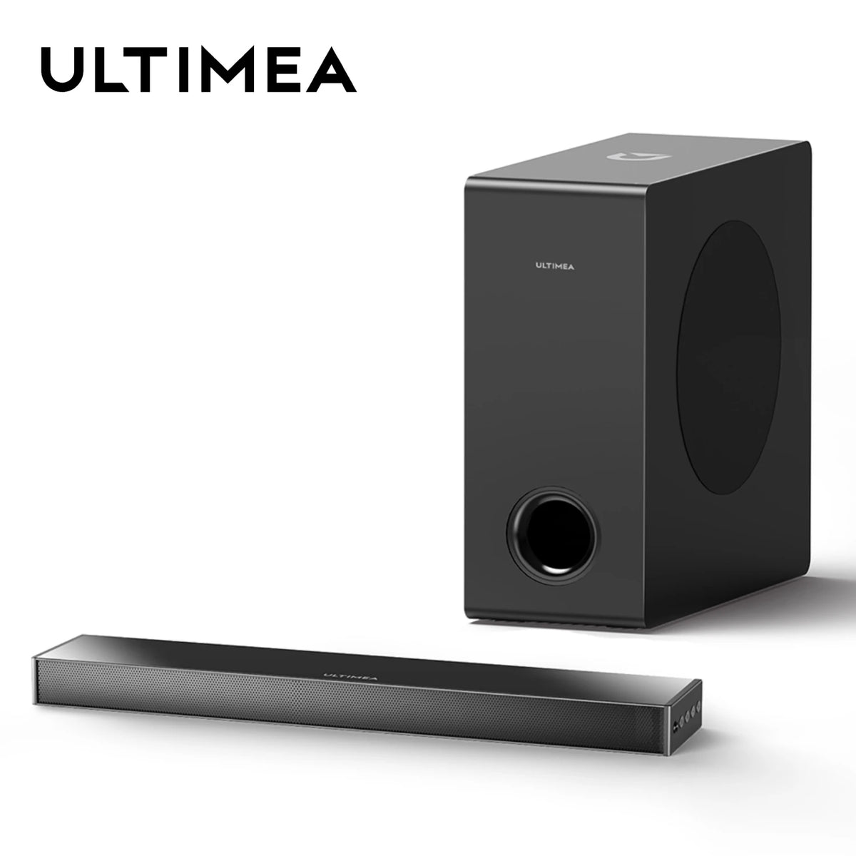 Barra de Sonido Ultra Delgada ULTIMEA de 2.1 Canales con Subwoofer con Cable de 5.25'', HDMI ARC, BassMX Deep Bass, 3 Modos de Ecualización, Altavoz para TV y Juegos de PC