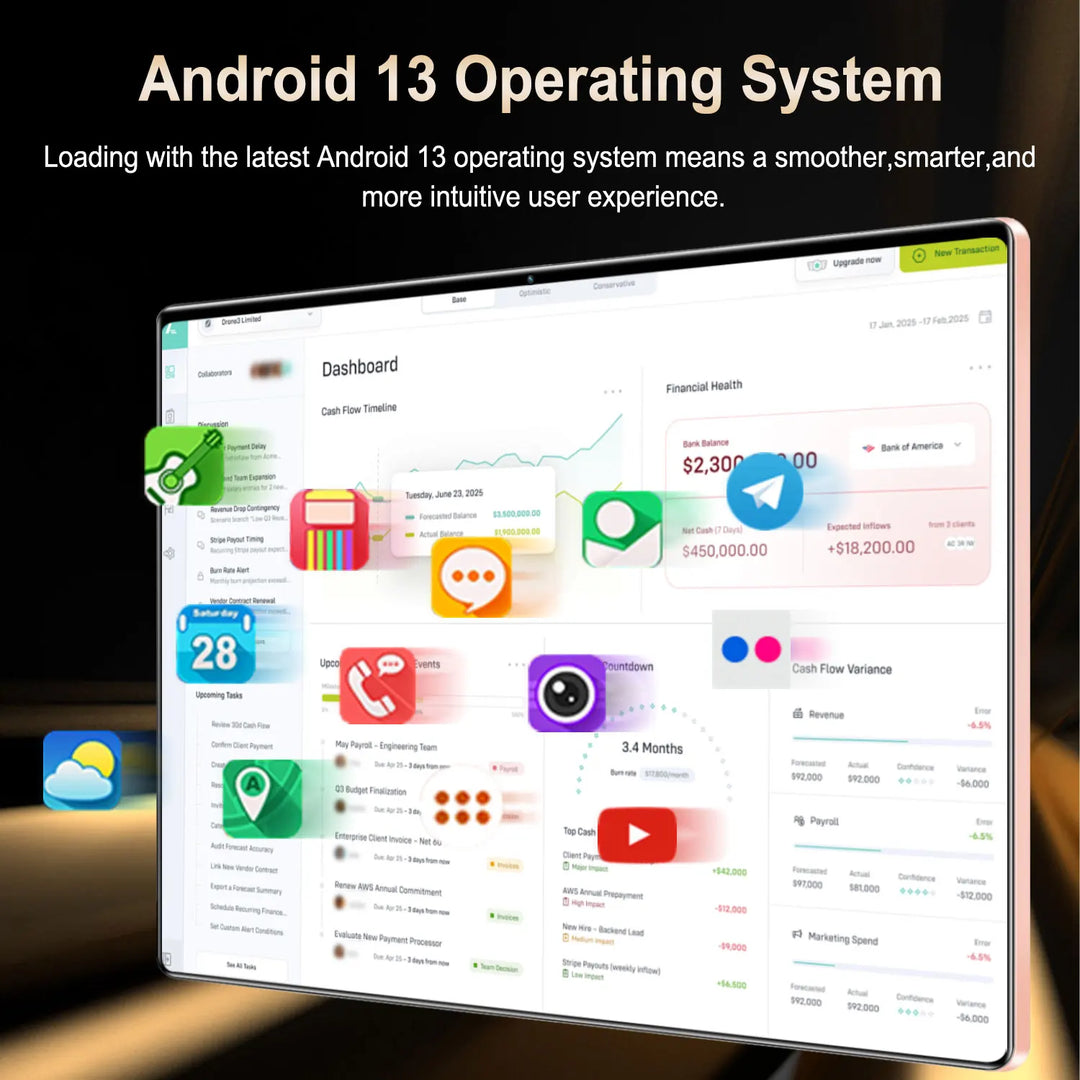 Tablet Android 13, 16 GB de RAM + 1 TB de ROM, 5G, 20000 mAh, 10.36 pulgadas, 14 núcleos, WiFi global, doble SIM, cámara de 16+32 MP, tablet para oficina