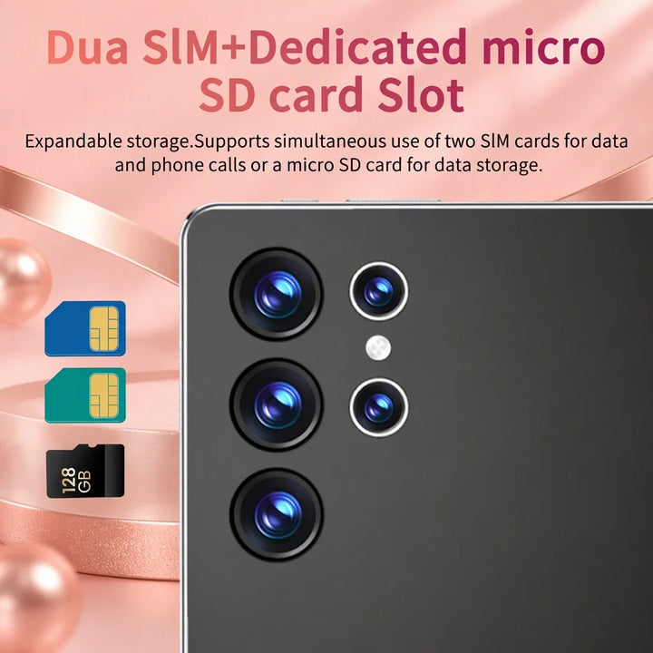 Tableta con pantalla táctil de 10,36 pulgadas, sistema Android 13, chip de 14 núcleos, 16 GB de RAM + 1 TB de almacenamiento, batería de 20 000 mAh, conexión SIM/Wi-Fi, doble cámara para juegos ligeros.
