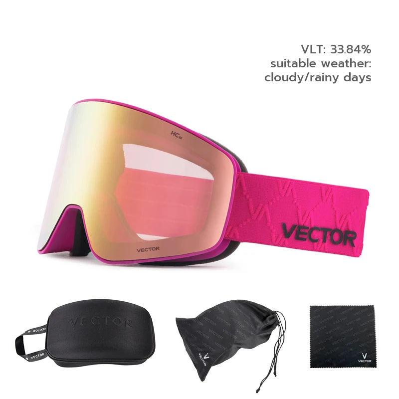 Gafas de Esquí VECTOR de Doble Capa Antivaho con Absorción Magnética, Cilíndricas, UV400, para Hombre y Mujer, Gafas de Snowboard POC