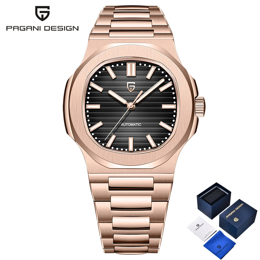 2026 New PAGANI DESIGN Rose Gold Men's Watches Luxury Mechanical Automatic Watch For Men Luminous AR Sapphire Mirror Waterproof Stainless Steel Man Gift Clock