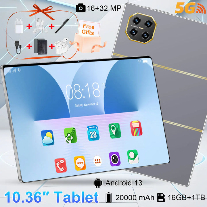 Nueva Tablet PC 2026, Doble SIM, 5G, WIFI, 16GB+1TB ROM, 20000mAh, Android 13.0, 14 Núcleos, Llamadas Telefónicas, Envío Rápido