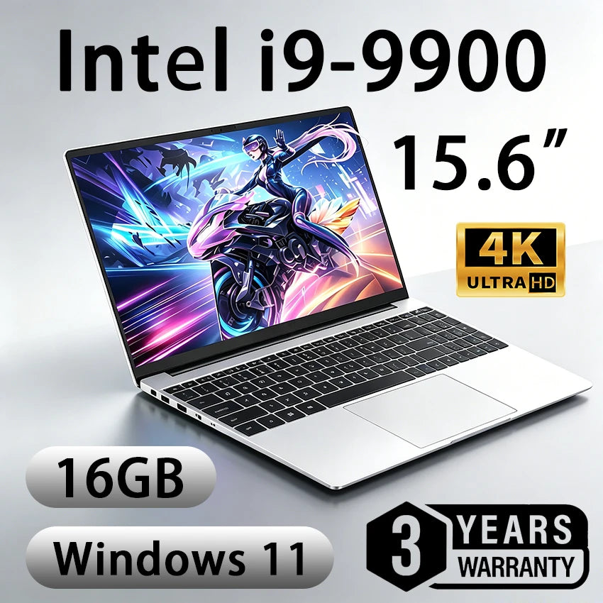 Laptop 2026 con Windows 11 Pro, Intel Core I9 9900, 16GB RAM, 1TB/2TB SSD, Pantalla de 15.6', para Oficina y Juegos, con Lector de Huellas, Portátil, PC Gamer, 1920*1080 4K HD