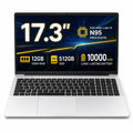 17.3 Inch HD+ Laptop Intel N95 12GB RAM 512GB SSD | Windows 11 Large Screen Office & Entertainment Notebook | Fingerprint Unlock Backlit Keyboard Type-C 10000mAh Battery Numeric Keypad (French Warehouse Tax Included)