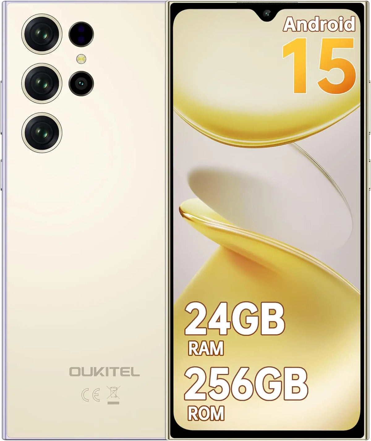 Smartphone OUKITEL C61 Pro sin contrato Android 15, 24GB+256GB/1TB móvil libre, pantalla HD+ de 6,88" 5150mAh, 13MP+5MP, Dual SIM 4G móvil libre, NFC/huella dactilar/Face ID/OTG