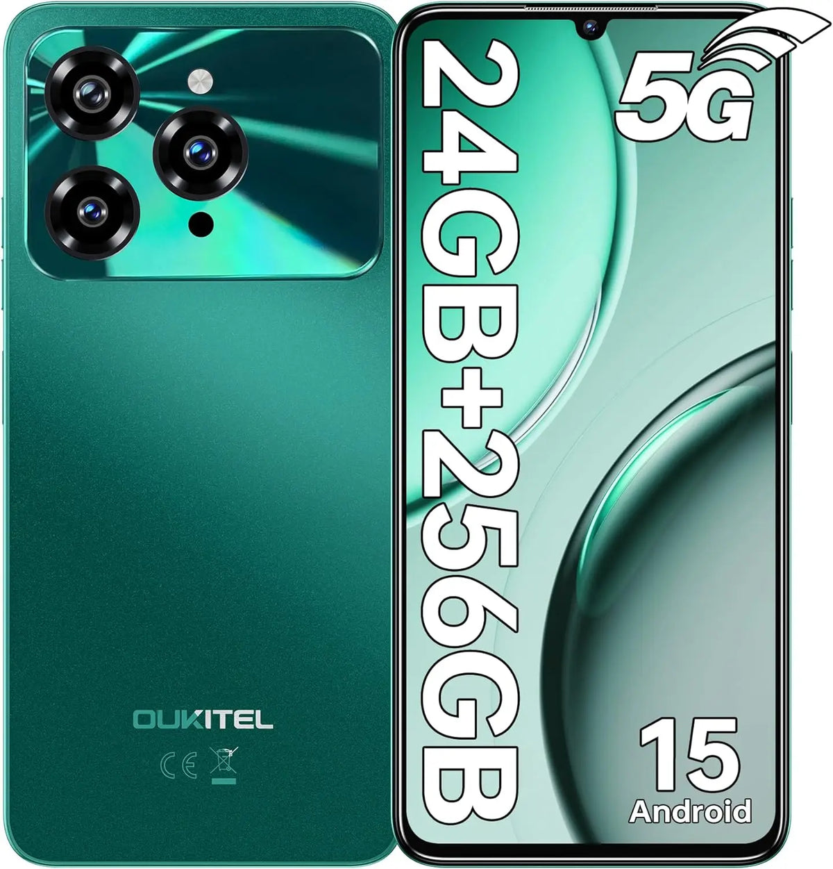 Teléfono Inteligente OUKITEL C6 con Android 15, Pantalla de 6.8 Pulgadas, 24GB+256GB/1TB, Batería de 5150mAh, Cámara de 18 Megapíxeles