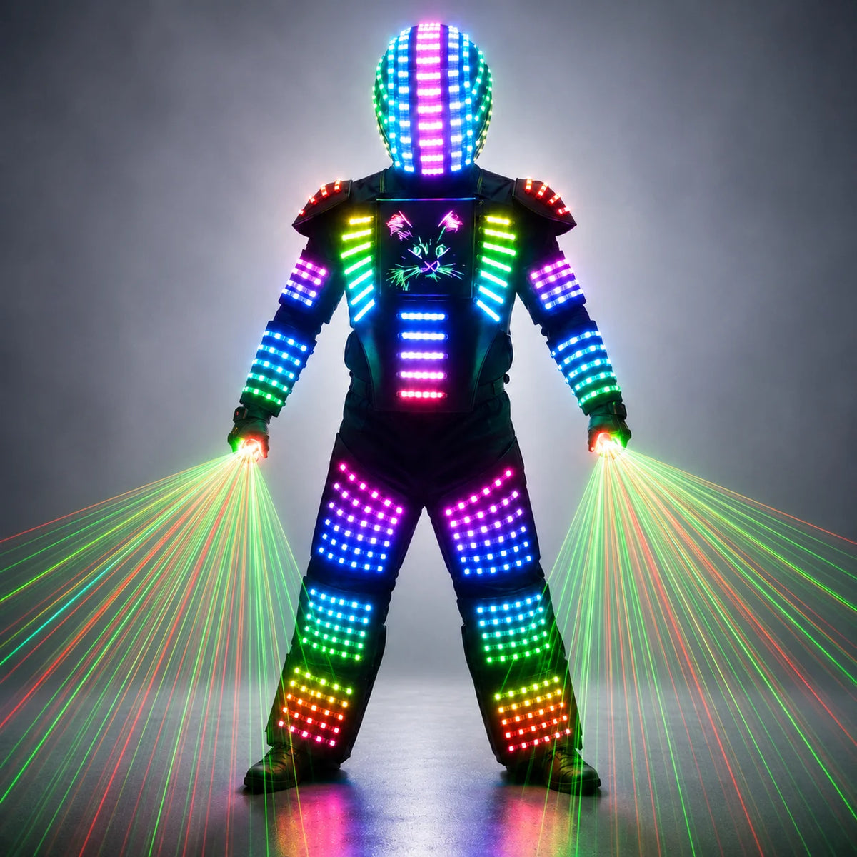 Disfraz de Robot LED, traje luminoso para hombre, cantante Gogo, disfraz de bailarina para invitados, traje de héroe, armadura ligera para escenario, ropa de fiesta