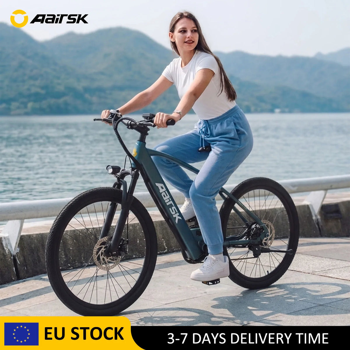 Bicicleta eléctrica de 26" para adultos, batería de 36V 13Ah 468Wh, motor sin escobillas de 250W, 25 km/h con hasta 40 millas de autonomía, transmisión de 21 velocidades, doble suspensión, desbloqueo NFC