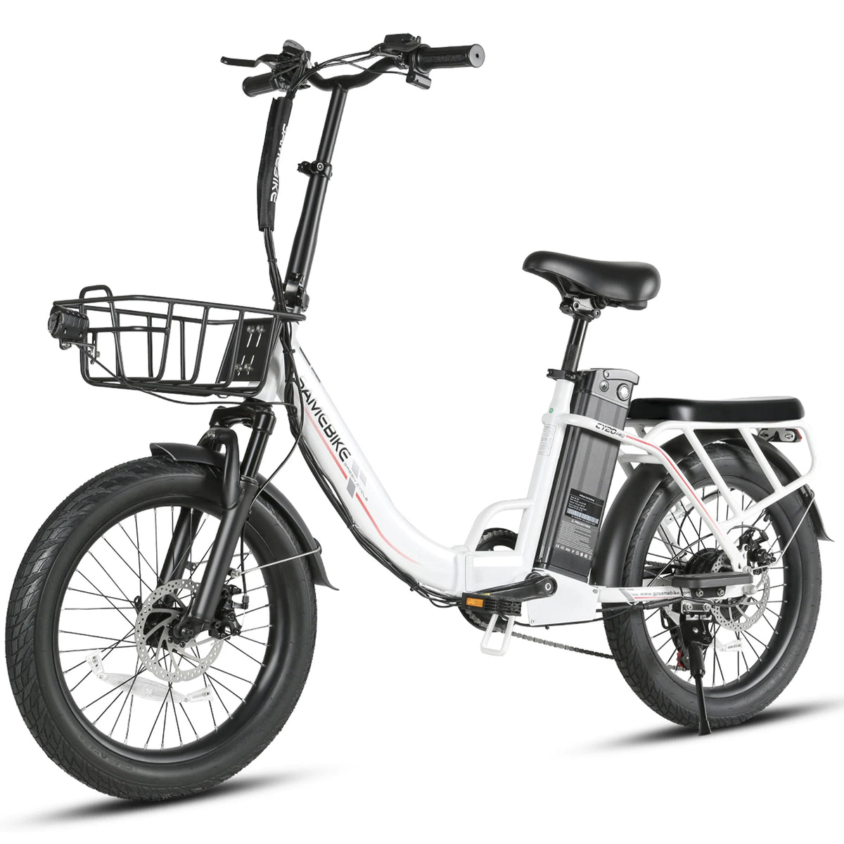 SAMEBIKE CY20 Pro 20-inch Fat-Tire Folding Electric Bicycle | 48V 13A Detachable Battery | Peak 50N·m Hub Motor | All-Terrain Commuting and Off-Road Dual-Purpose | Cargo-Capable Portable E-Bike, Adult Electric Bicycle