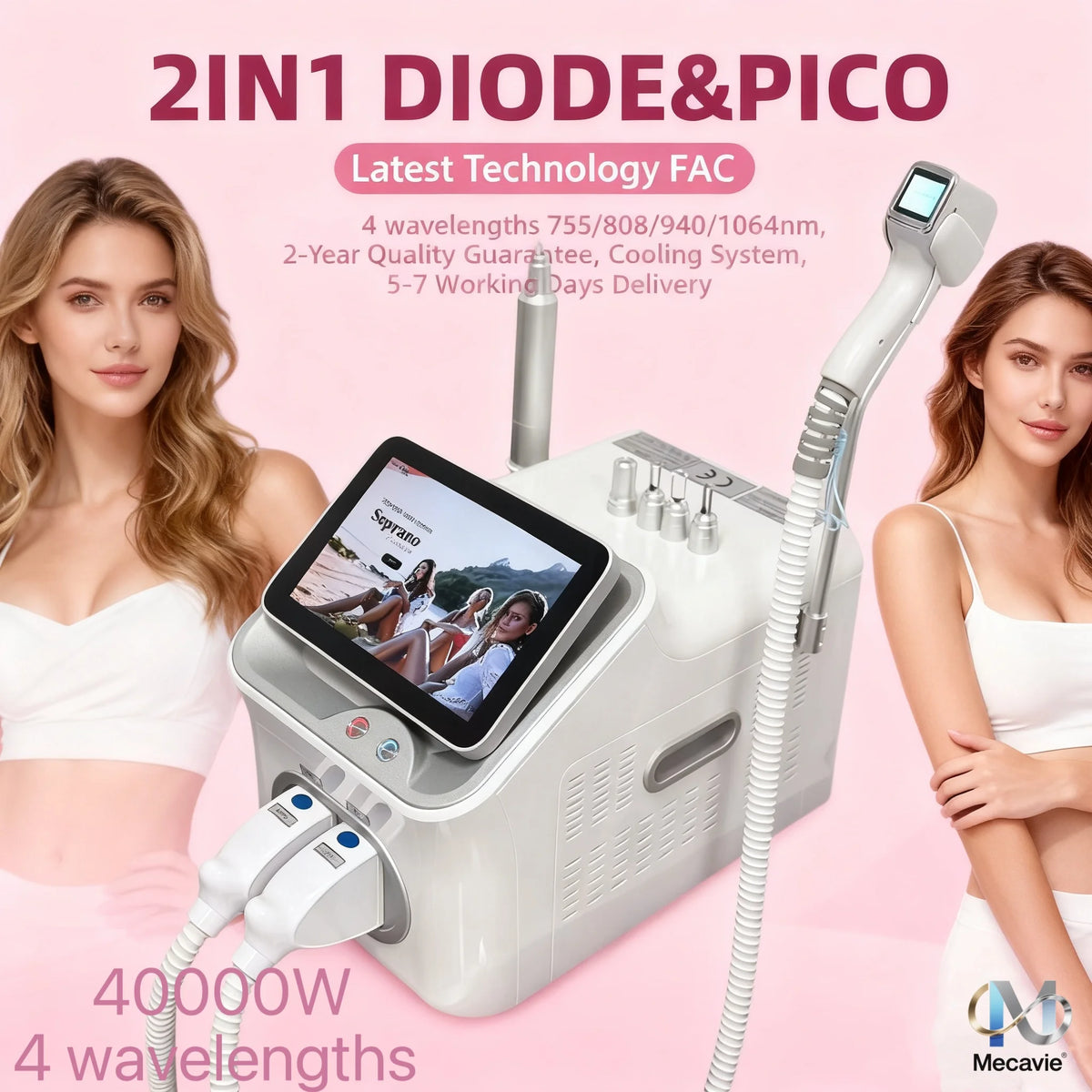 Máquina Láser de Diodo Soprano Titanium Ice Platinum 2 en 1, 4 Longitudes de Onda, Depilación Indolora, 4000W, Modelo 2026