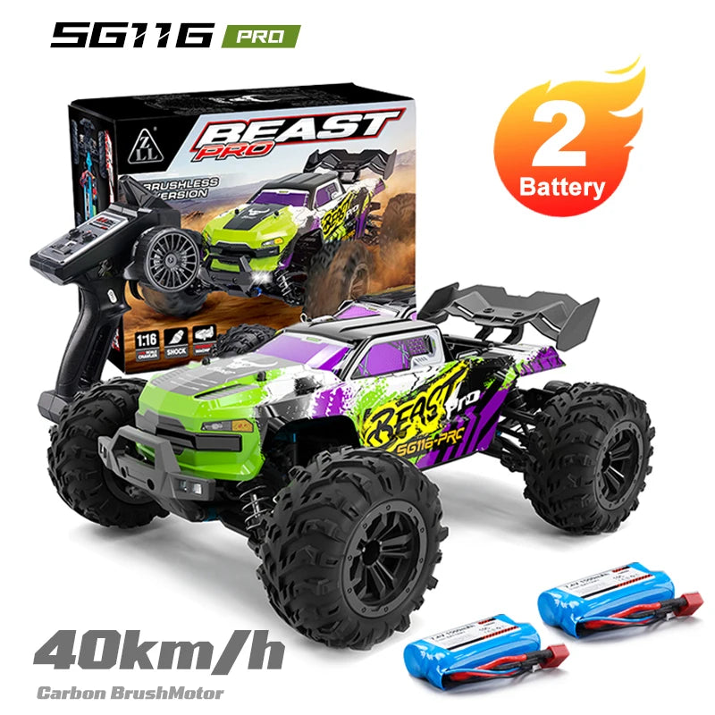 Coche teledirigido ZNLYRION SG118MAX PRO 4WD RC 1:16 sin escobillas, camión monstruo todoterreno de alta velocidad 80 KM/H, 2.4 GHz con luz LED para niños y adultos