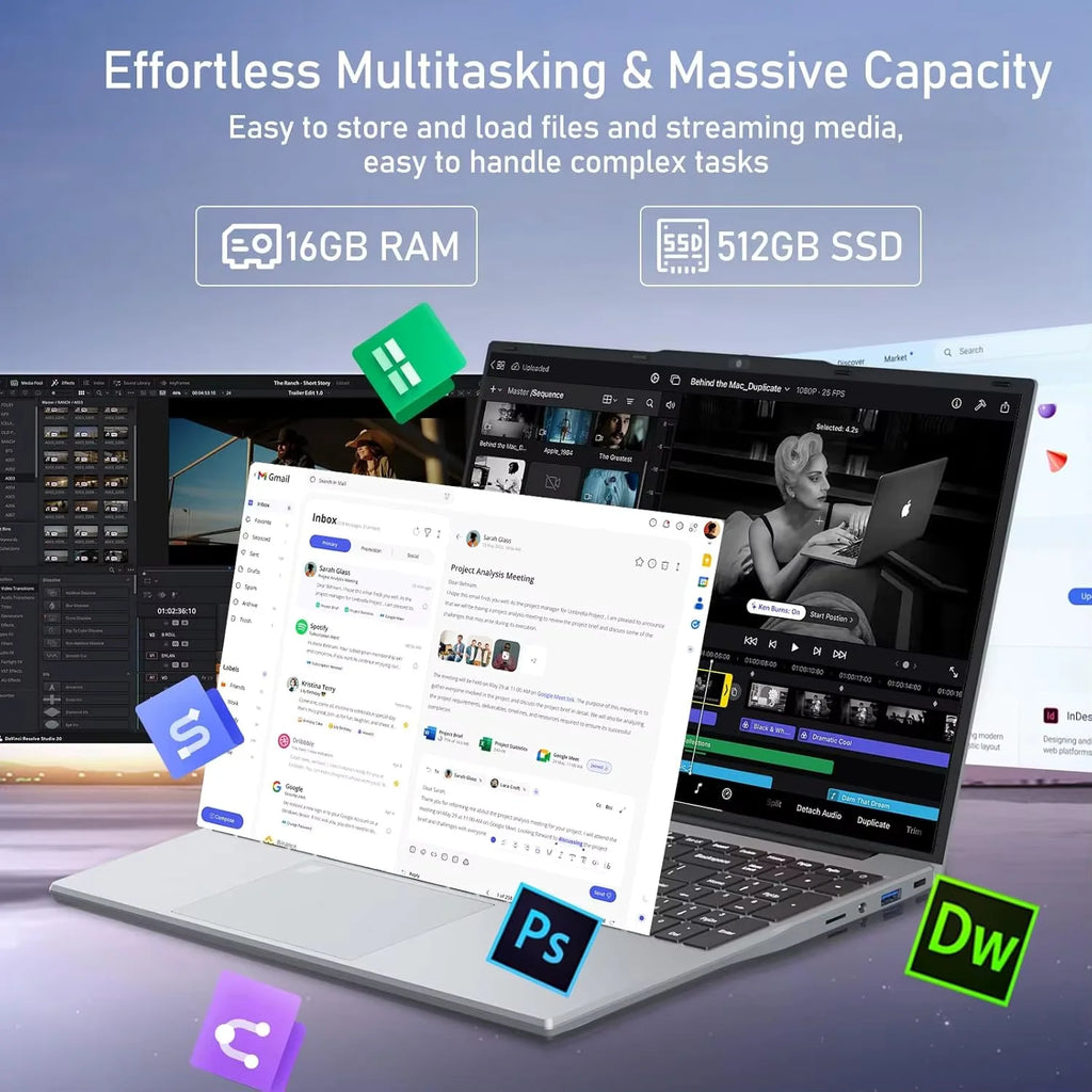 Nuevas computadoras portátiles 2026 de 15.6 pulgadas, Intel Core I9-9900, Windows 11, 16 GB de RAM, 1 TB SSD, laptops para oficina, estudio y juegos, desbloqueo por huella dactilar
