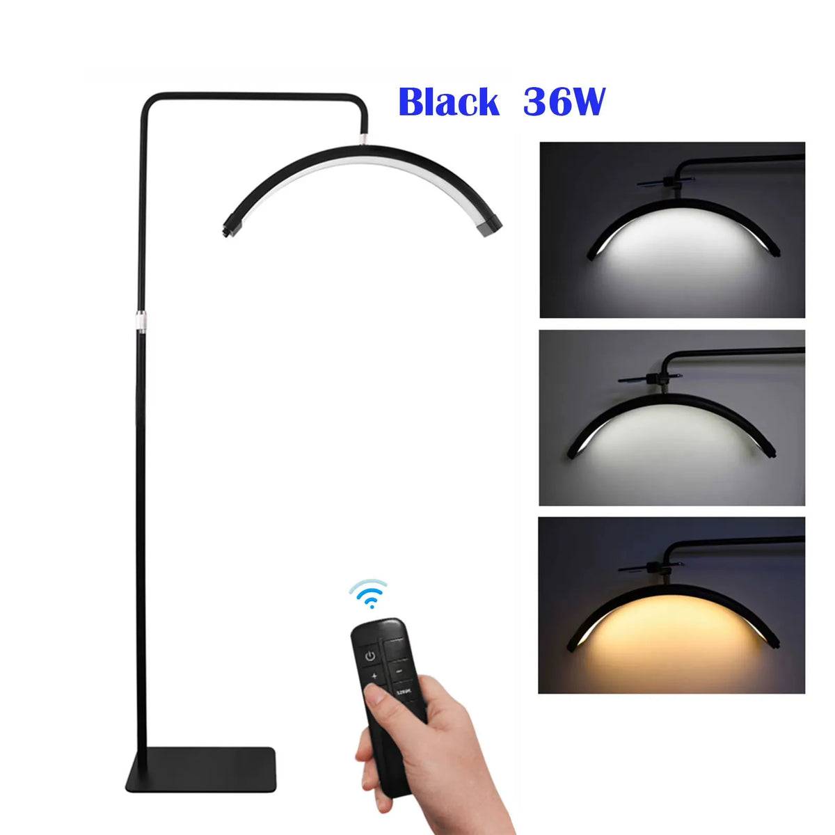 Lámpara LED OWJHE 36W Giratoria con Forma de Media Luna para Pestañas, Luz de Relleno para Fotografía, Lámpara de Pie para Extensión de Pestañas y Belleza