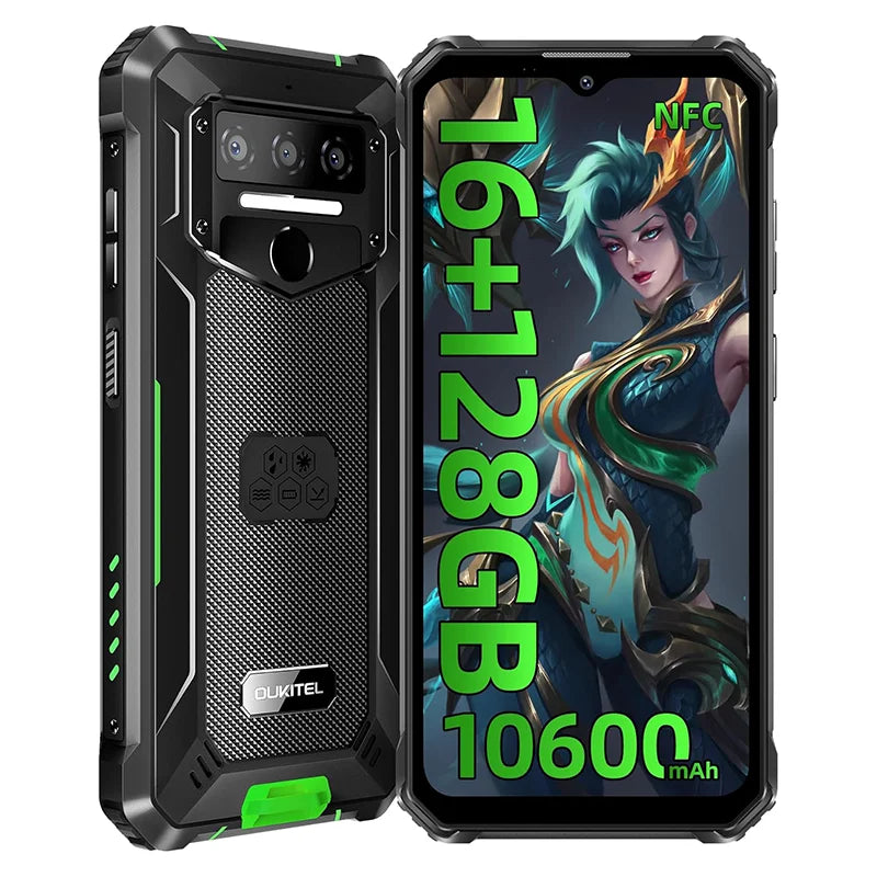 Teléfono resistente OUKITEL WP23 Plus desbloqueado, batería de 10600 mAh, 16 GB RAM + 128 GB/256 GB ROM, teléfono celular, pantalla de 6.52'', smartphone resistente, 13 MP