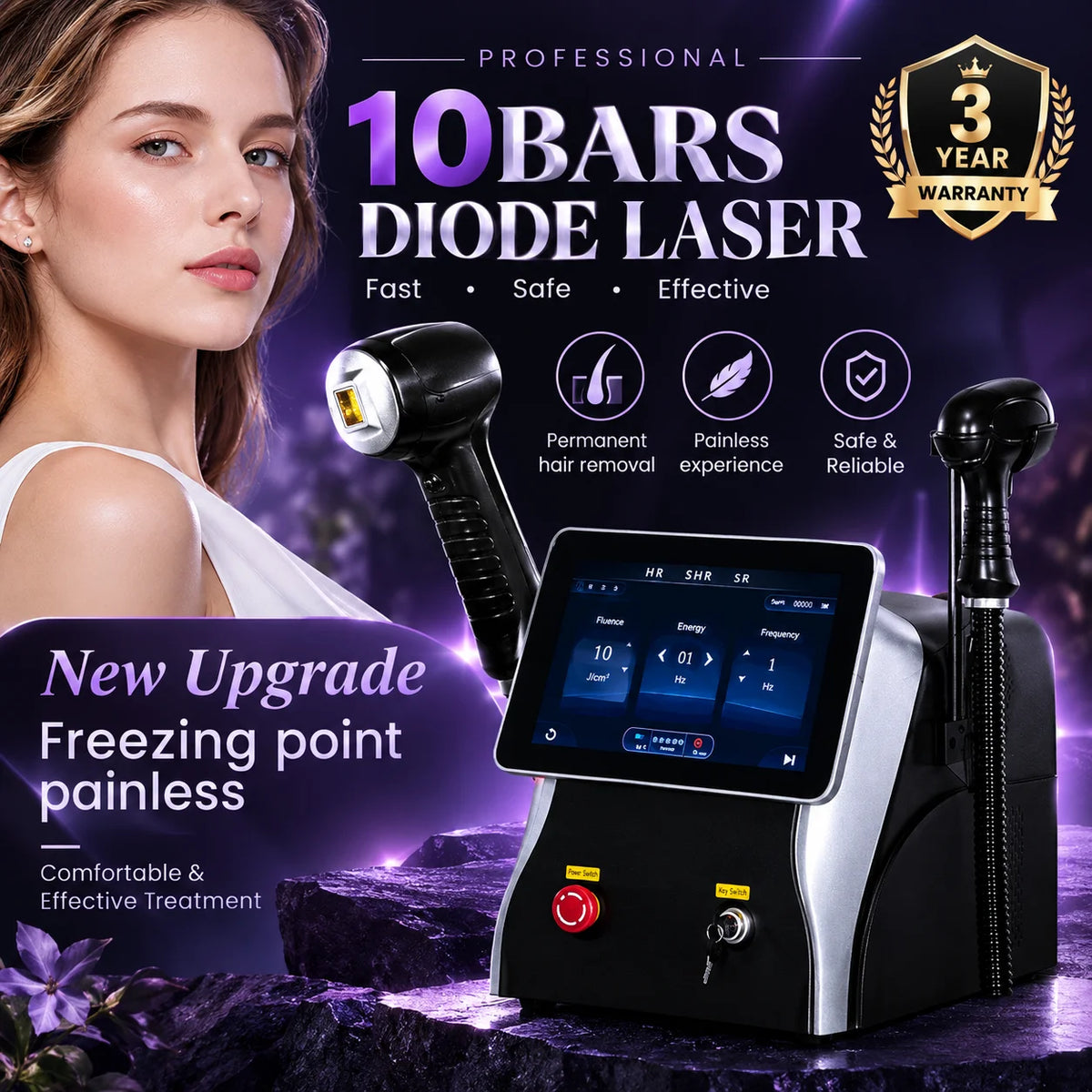 Máquina de Láser de Diodo de 6000W con 3 Longitudes de Onda y Enfriamiento por Hielo para Salón, Reducción de Vello de Cuerpo Completo a Largo Plazo, Dispositivo de Belleza con Certificación CE
