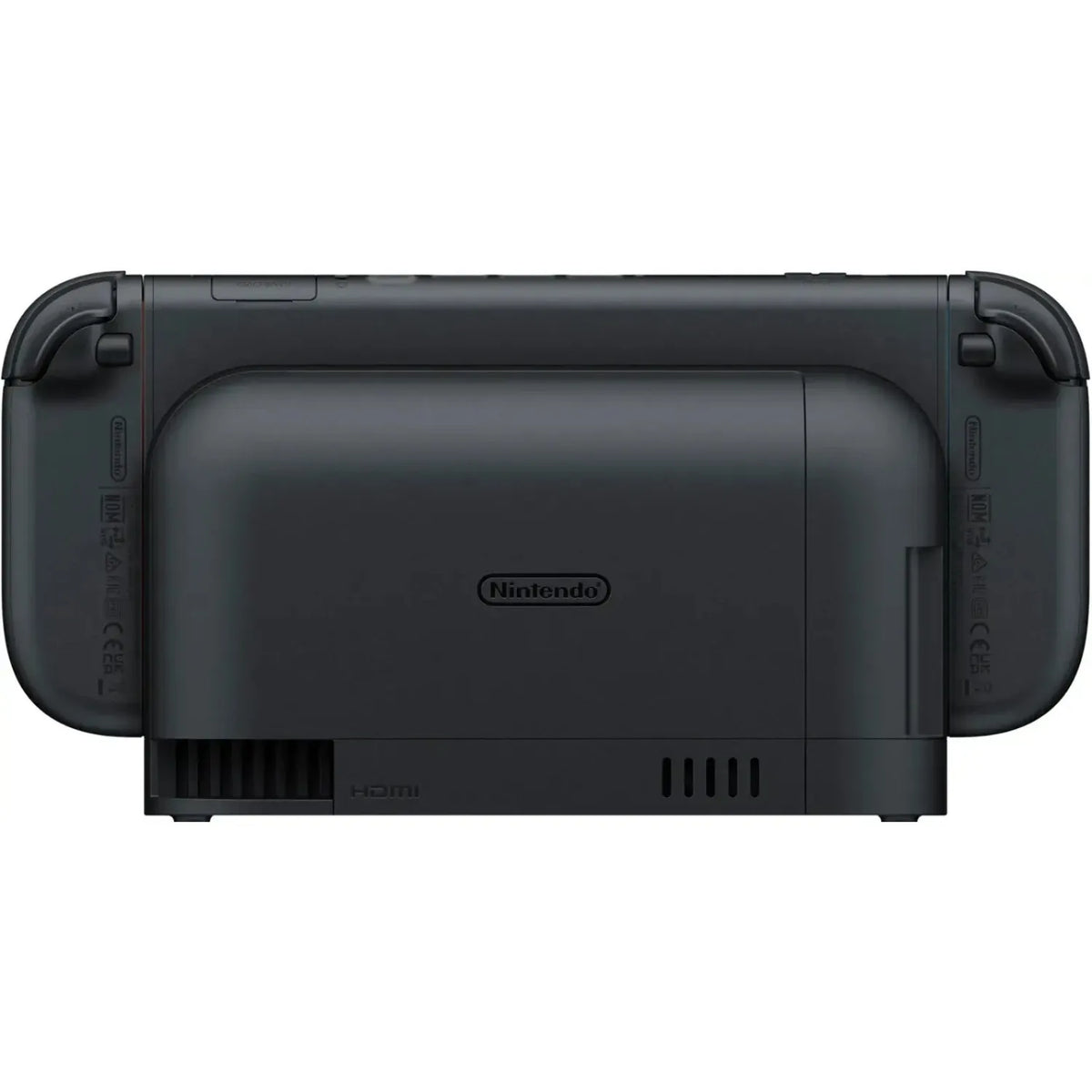 Consola Nintendo Switch 2 por la parte trasera con ventilación y soportes plegables.