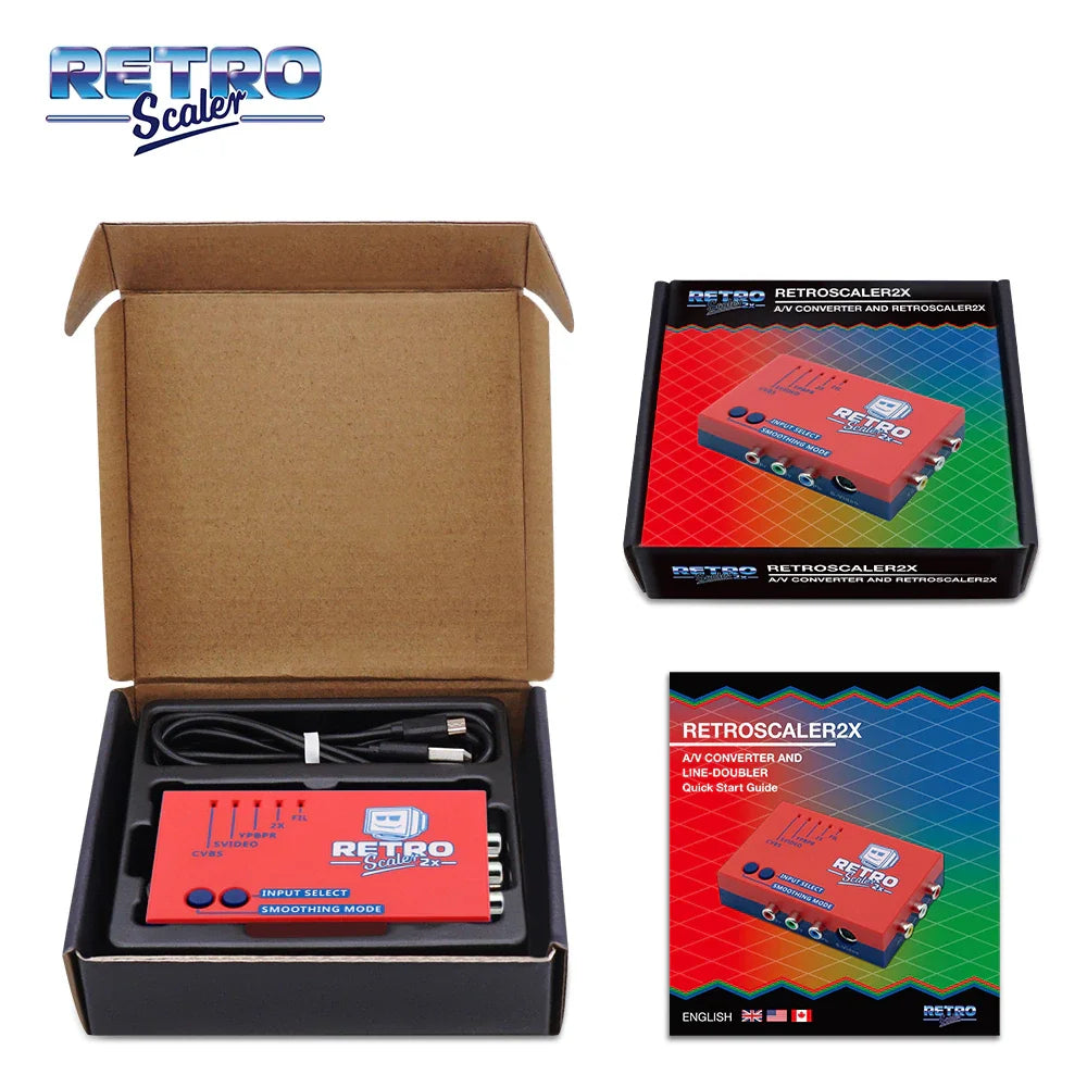 RetroScaler2x AV to HDMI® Converter and Line-doubler For Retro Game Consoles PS2 N64 NES Dreamcast Saturn MD1 MD2