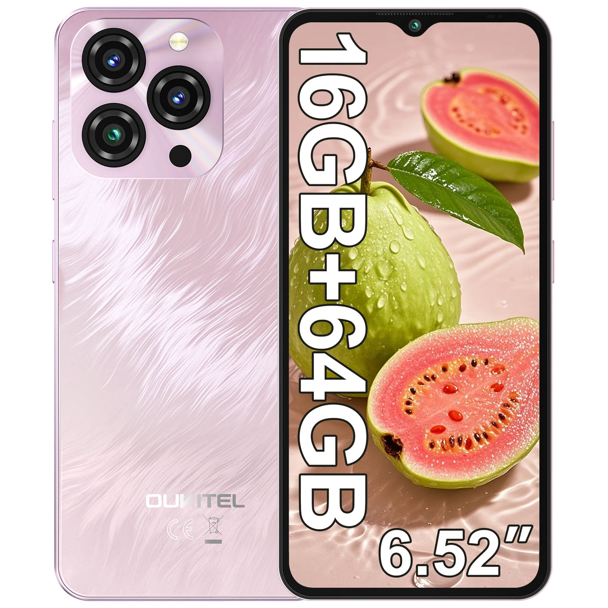 Teléfono móvil OUKITEL C3 con Android 14 desbloqueado: batería de 5000 mAh, pantalla de 6,52 pulgadas con notch de gota de agua, 16 GB de RAM + 64 GB/TF 1 TB de ROM