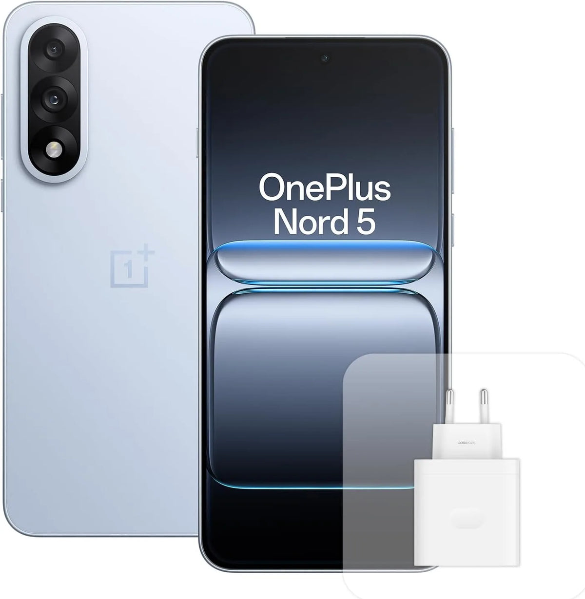 Smartphone OnePlus Nord 5, pantalla AMOLED de 6,83 pulgadas, Snapdragon 8s Gen 3, cámara dual de 50 MP, batería de 5200 mAh, con cargador de 80 W