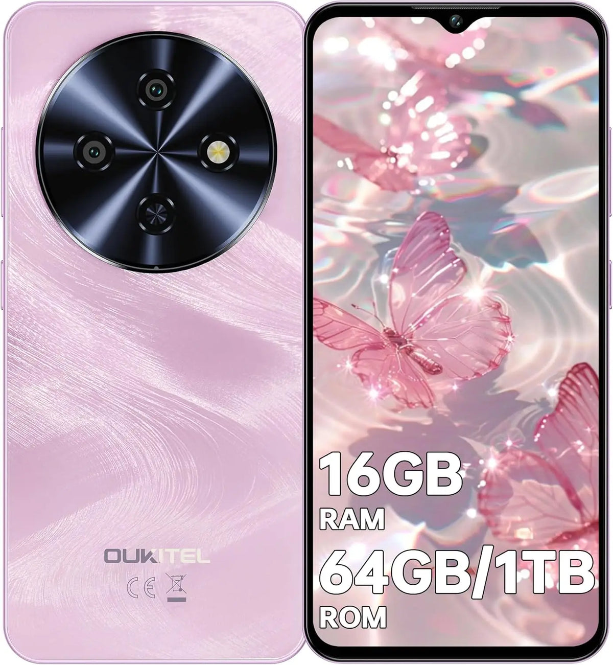 Teléfono Celular OUKITEL C5 Desbloqueado, Pantalla Waterdrop de 6.52'', Batería de 5000mAh, 13MP, 16(4+12)GB RAM+64GB ROM/TF 1TB Smartphone