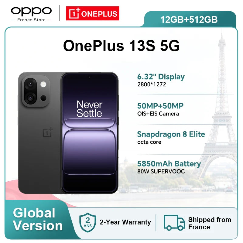 Versión Global OnePlus 13S 5G 12GB+512GB Smartphone Snapdragon 8 Elite 5850mAh Cámara de 50MP Teléfonos Móviles OnePlus AI