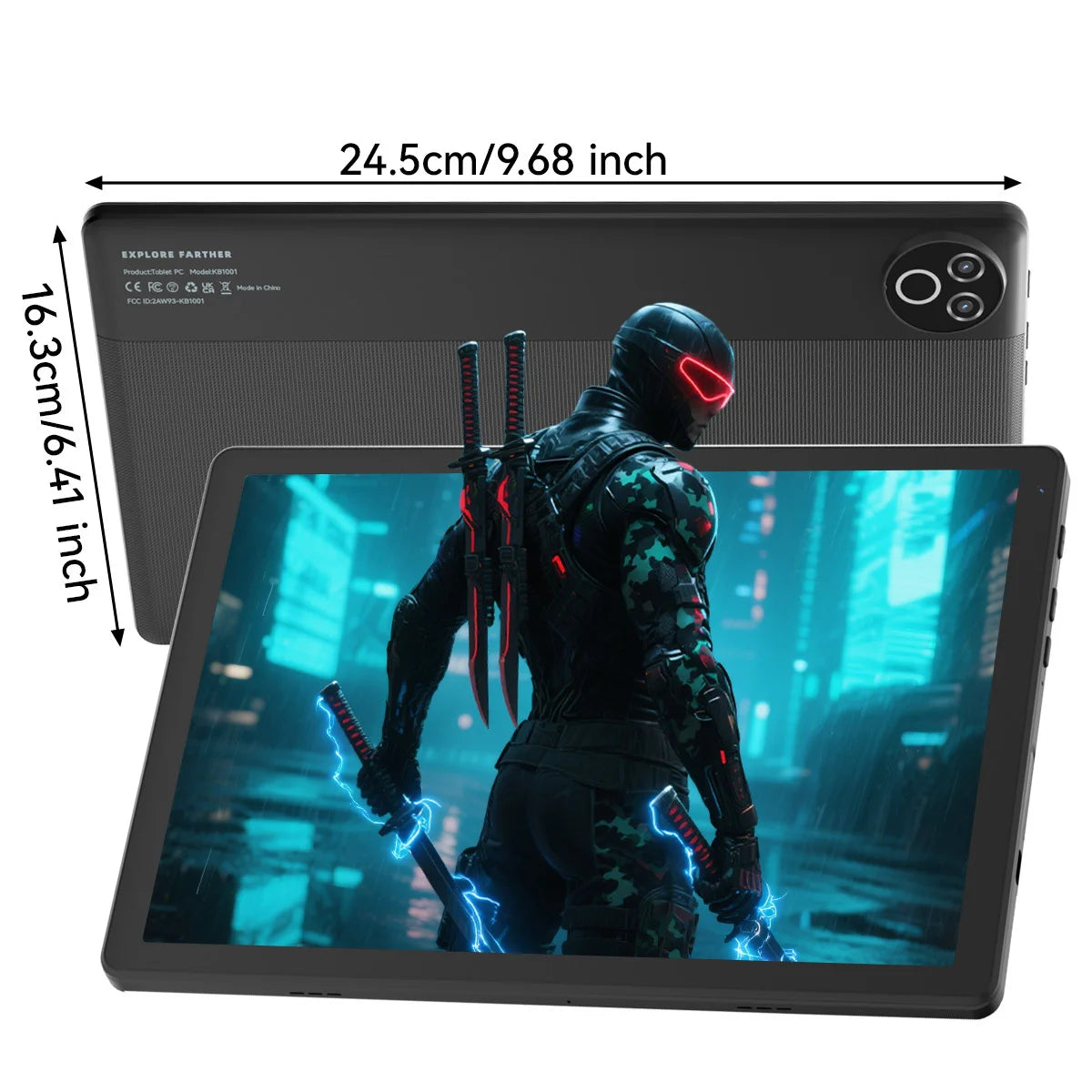 Tableta Android 16 Evermyth KB1001L de 10.1 pulgadas, RAM máxima de 24 GB (3 GB + 21 GB), ROM de 64 GB, CPU A333 de 5 núcleos, Widevine L1, batería de 6000 mAh, tipo C, expansión de 1 TB, WiFi 6, cámara de 5 MP + 8 MP, s