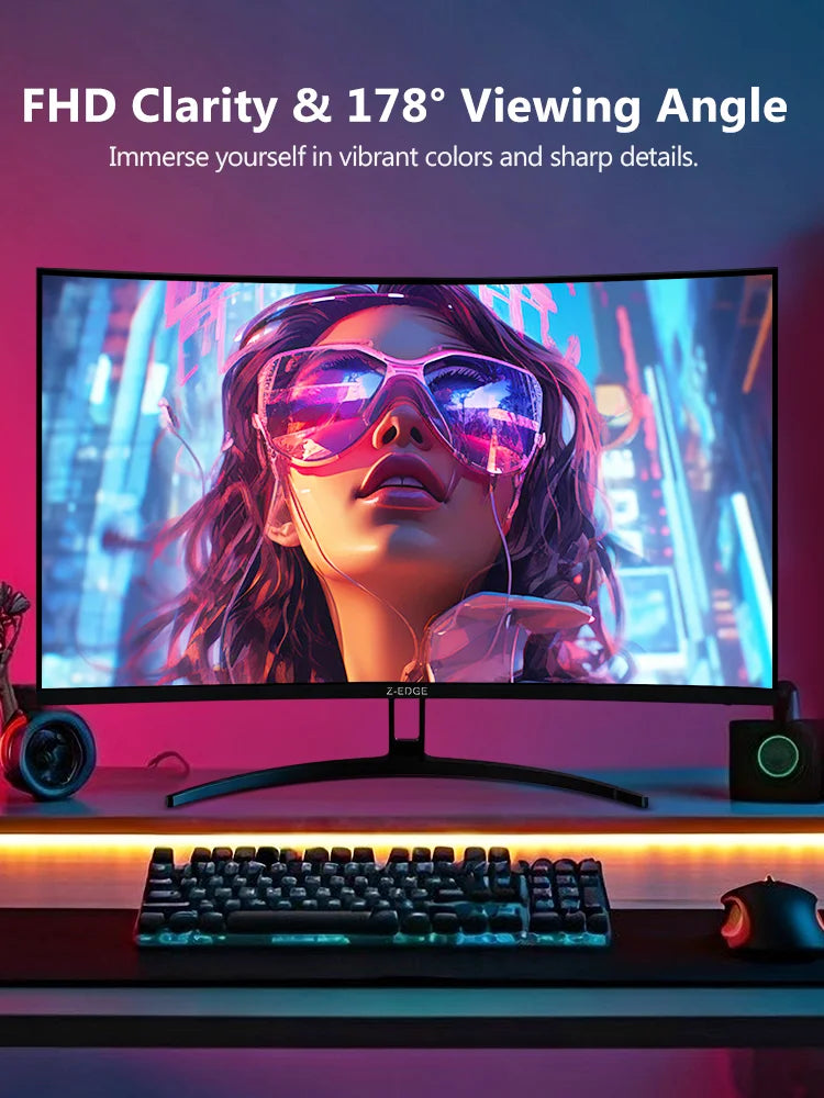 Monitor curvo para juegos Z-EDGE de 32 pulgadas, 240 Hz, monitor LED Full HD de 1920 x 1080, panel VA de 16:9, 1 ms MPRT, FreeSync, HDR10, brillo de 280 cd/m², pantalla curva de 1500R, 120 % sRGB, 3500:1, compatible con VESA