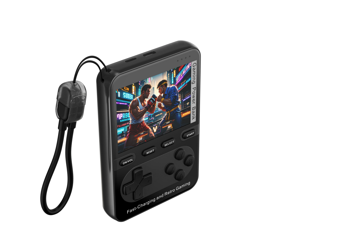 Consola de Videojuegos Retro 2 en 1 con Banco de Energía y Carga Rápida, Reproductor de Juegos Portátil de Mano