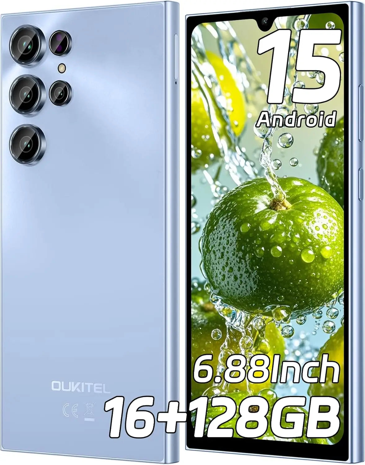 Teléfono Celular Desbloqueado OUKITEL C61 2025 - Android 15, Pantalla de 6.88 Pulgadas, Batería de 5150 mAh, 16 GB + 128 GB/1 TB, Cámara de 13 MP
